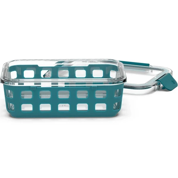 China glass food container with silicone sleeve suppliers